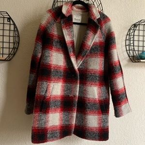 Madewell city grid coat in red plaid